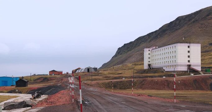 Old Soviet Buildings In Barentsburg, Svalbard, Arctic