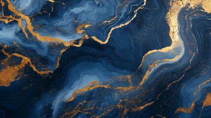 Naklejka premium Navy blue and gold marble texture, sophisticated marble generative ai