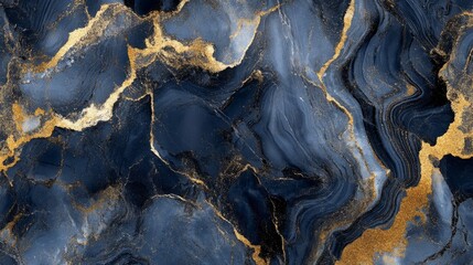 Fototapeta premium Navy blue and gold marble texture, sophisticated marble generative ai