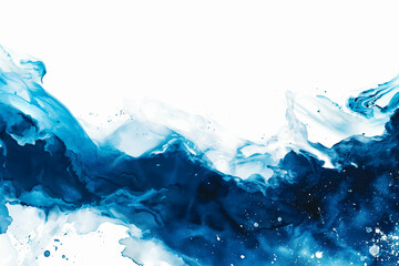 Abstract watercolor paint background dark blue gradient color with fluid curve lines texture and white space for text.