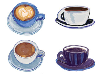 Illustrated Coffee Cups Dark and Light Colors