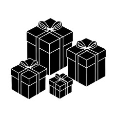 Miniature Gift Boxes Silhouette vector art illustration