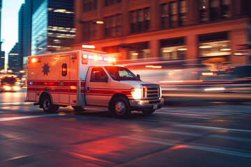 An ambulance races to respond to the scene of an emergency.