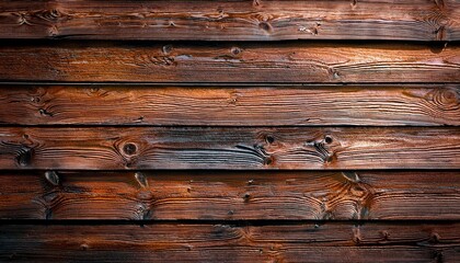Obraz premium Detailed close-up of dark wooden planks with pronounced grain and texture, ideal for rustic backgrounds or design elements.