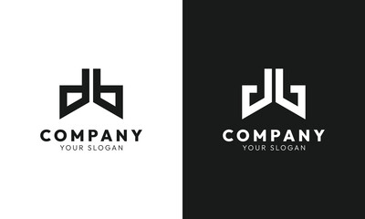 Set of Two Vector Lettermark Logos with Letters D and B
