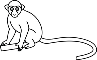  Monkey Perched on a Tree Vector