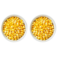 corn in a bowl on transparent background, clipping path, png, 