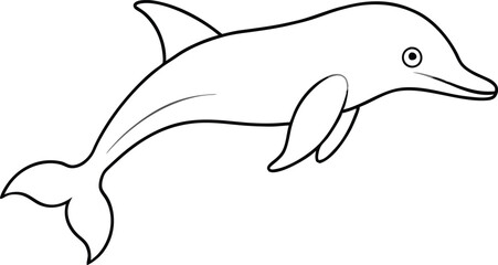 Fototapeta premium Elegant River Dolphin Swimming Line Art Vector 