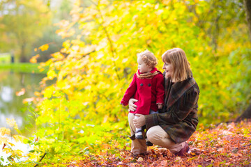 Kids playing in autumn park