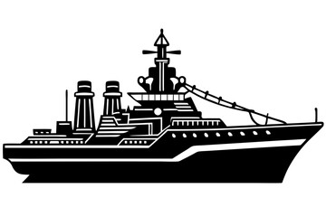 Obraz premium Warship silhouette, Warship vector illustration