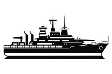 Warship silhouette, Warship vector illustration