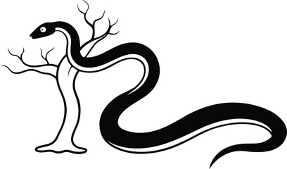 Majestic Anaconda Coils in the Rainforest Vector
