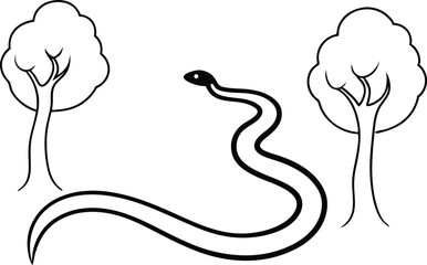 Sleek Anaconda Slithers Through Greenery Vector
