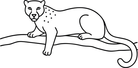 Jaguar Resting Gracefully on a Tree Branch Vector Illustration
