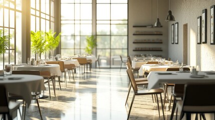 Fototapeta premium Modern new empty restaurant interior 
