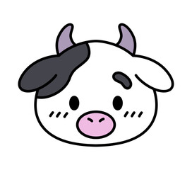 Cute vector cow. Flat illustration. Line art. Isolated on white background.