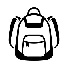 School Bag Silhouette Icon - Transparent Background Clipart 