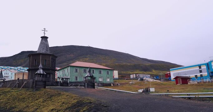 Old Soviet Buildings In Barentsburg, Svalbard, Arctic