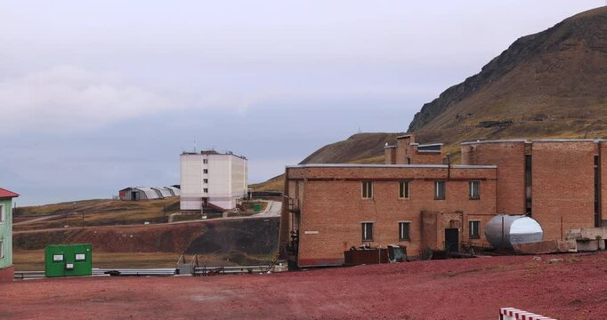 Old Soviet Buildings In Barentsburg, Svalbard, Arctic