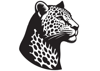 vector leopard head logo silhouette design, wild animal silhouette of head leopard, leopard head silhouette logo vector animals, leopard head logo,  black and white leopard head vector logo. © Adobe design