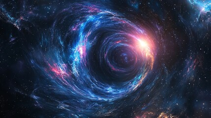 Obraz premium A swirling galaxy with vibrant colors and a bright star.