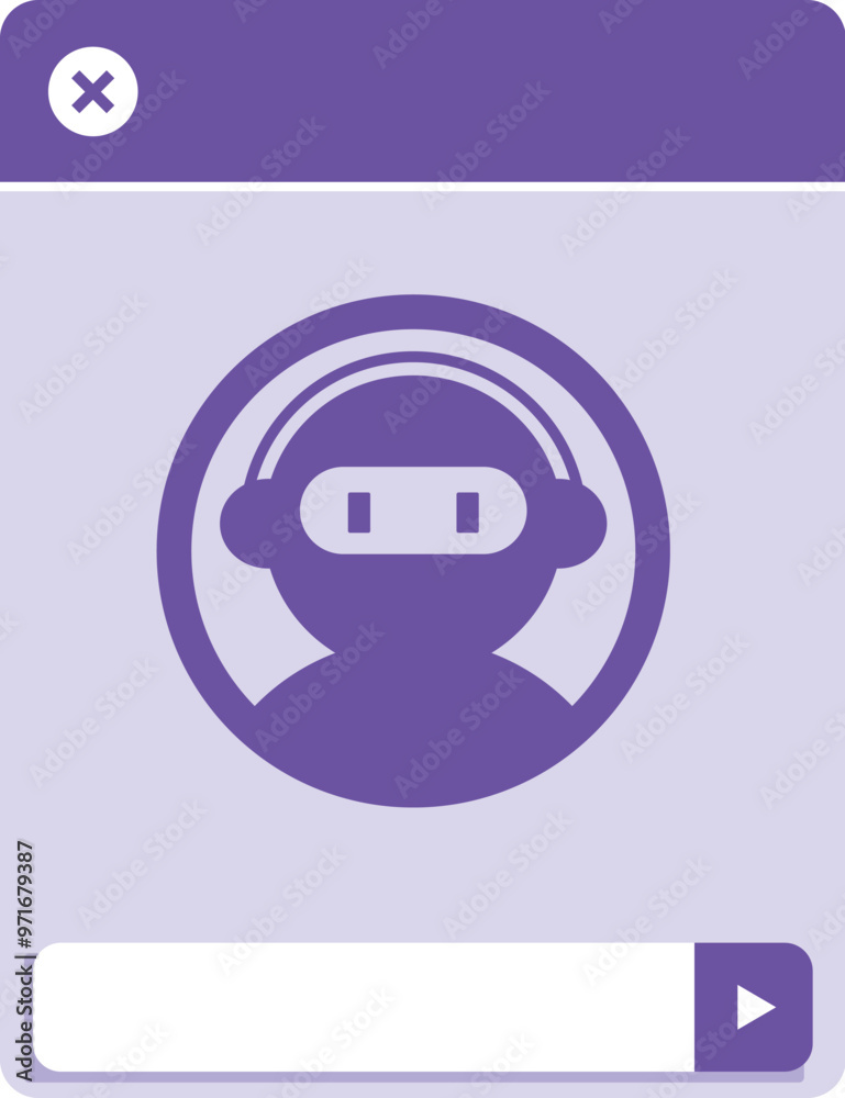 Poster purple ai assistant chatbot listening in a web browser window, symbolizing artificial intelligence a