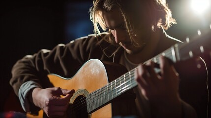 Obraz premium Musician playing guitar, Man playing guitar.