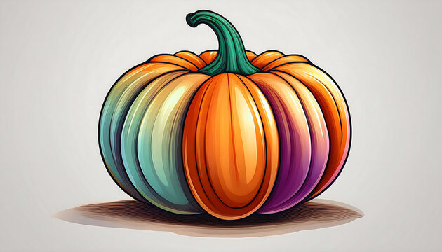  Colorful pumpkin icon, isolated on a white background, ideal for minimalistic Halloween par_1(170)