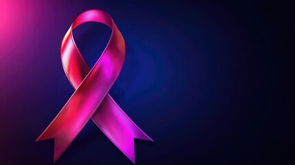 A vibrant pink ribbon on a dark background symbolizes support and awareness for health causes and initiatives. Breast Cancer, Breast Cancer Awareness