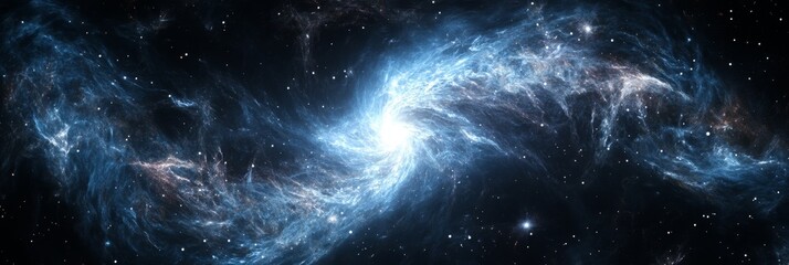 Wondrous cosmic space with swirling galaxies and a black void for customized text