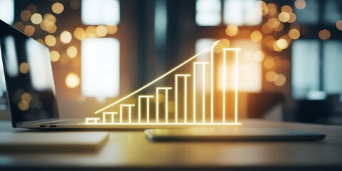 Dynamic Growth Chart Projection in Corporate Office - Concept of Business Success and Financial Progress