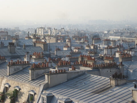 Paris's pretty zinc roofs in the winter mist - Jolis toits de Paris en zinc dans la brume hivernale