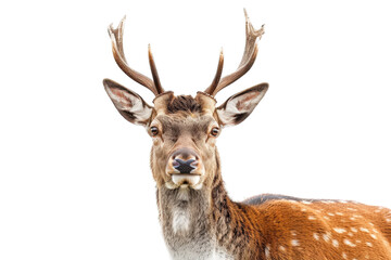 Naklejka premium Brown deer captured with a clean background in ultra high definition, highlighting its natural beauty and detailed fur patterns, ideal for scientific and educational use.