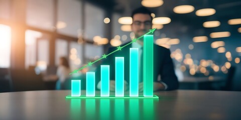 Dynamic Growth Chart Projection in Corporate Office - Concept of Business Success and Financial Progress
