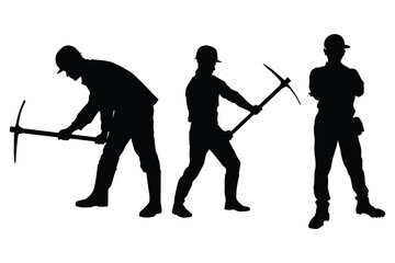 set of construction workers silhouette