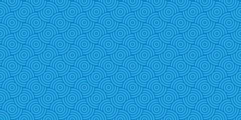 Overlapping creative diamond circle abstract blue pattern waves texture. minimal geometric digital fabric pattern circles floral and spiral round lapping blue retro background.