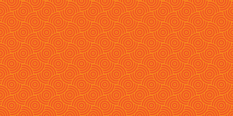 Abstract Overlapping creative diamond circle orange and yellow pattern background with waves texture. geometric digital fabric pattern circles floral and spiral round lapping retro background.