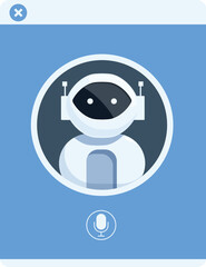 Fototapeta premium Chatbot app displaying on smartphone screen with microphone icon, suggesting voice command for communication