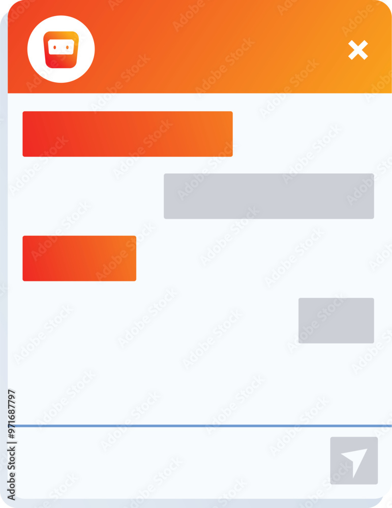 Poster clean and modern mobile app screen is displaying a messaging interface with an orange header, provid