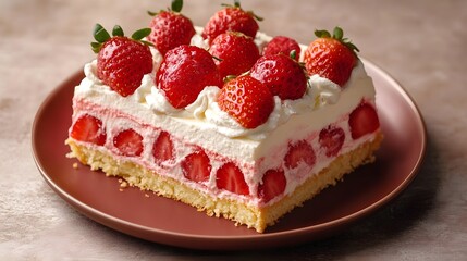 Strawberry cake with whipped cream