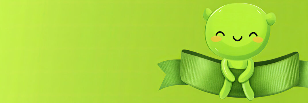 Green wide banner background with Green ribbon design