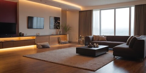 Modern Living Room with Cozy Sofa, Stylish Decor, and Natural Light - Perfect for Relaxation and Entertaining