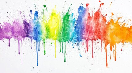 Rainbow splattered paint on a white background generative ai