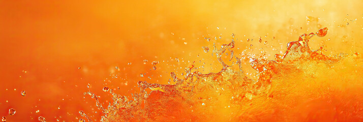 Orange wide banner background with Orange ribbon design