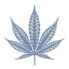Artistic Blue Cannabis Leaf Illustration