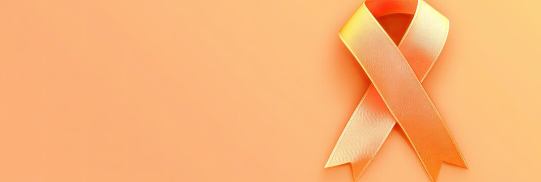 Orange wide banner background with Orange ribbon design - Powered by Adobe
