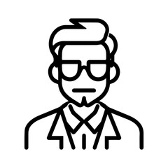 clerk icon or modern line symbol. Vector line art and icon design with bold outline. Black and white Pixel Perfect minimalistic symbol isolated white background. Silhouette simple thin sign