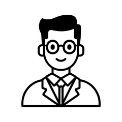 clerk icon or modern line symbol. Vector line art and icon design with bold outline. Black and white Pixel Perfect minimalistic symbol isolated white background. Silhouette simple thin sign