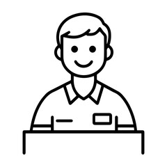 clerk icon or modern line symbol. Vector line art and icon design with bold outline. Black and white Pixel Perfect minimalistic symbol isolated white background. Silhouette simple thin sign