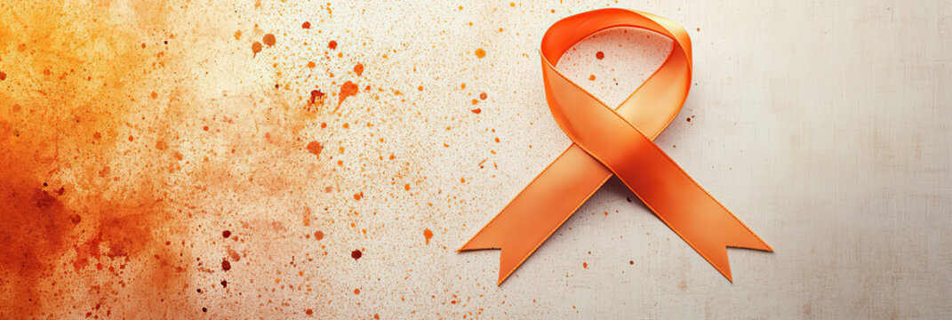 Orange wide banner background with Orange ribbon design
